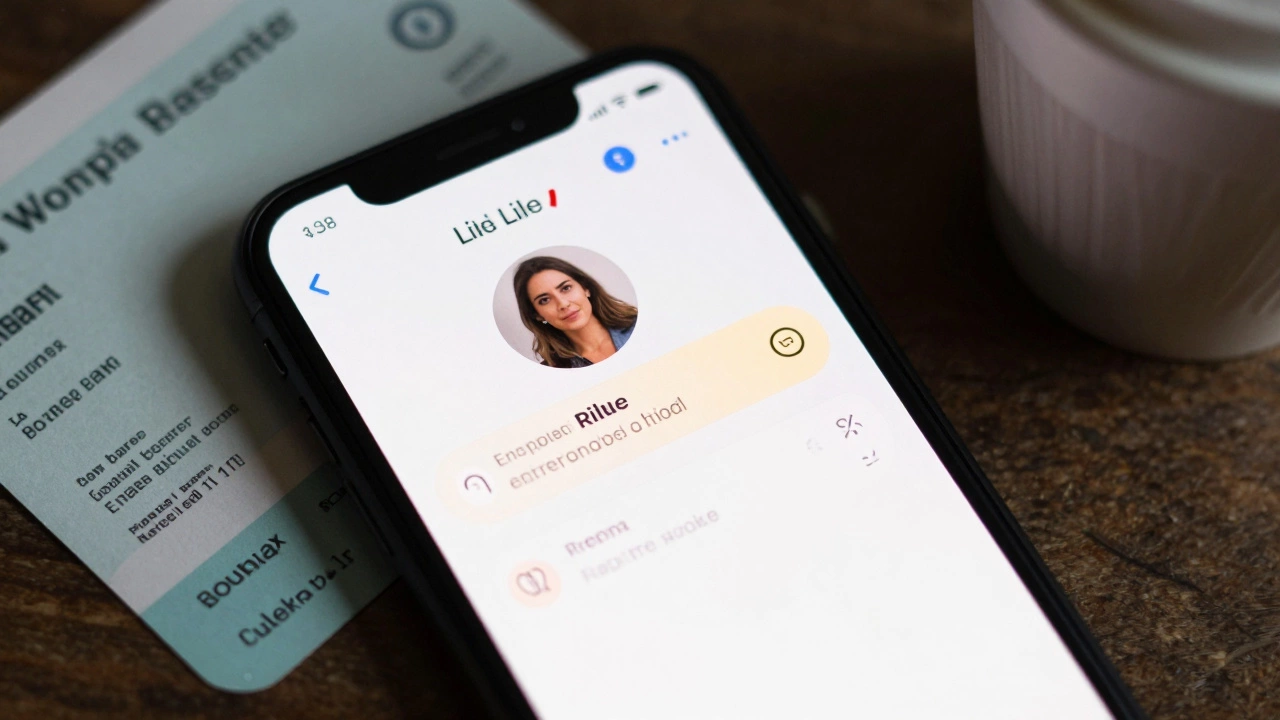 A secure messaging app on a phone showing a verified profile with clear pricing in euros.